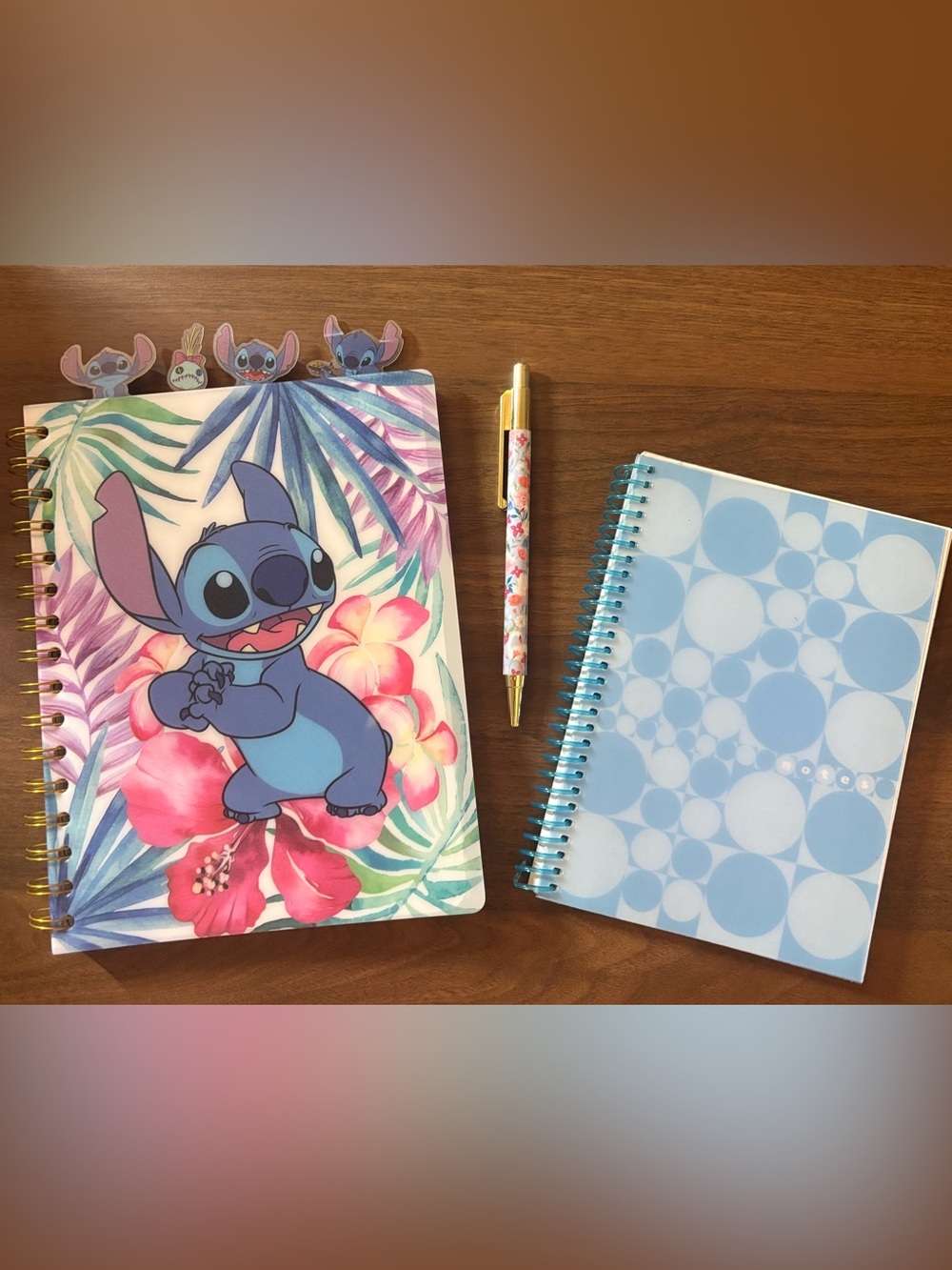 Stitch Floral Notebook with Blue Spiral Journal & Floral Pen